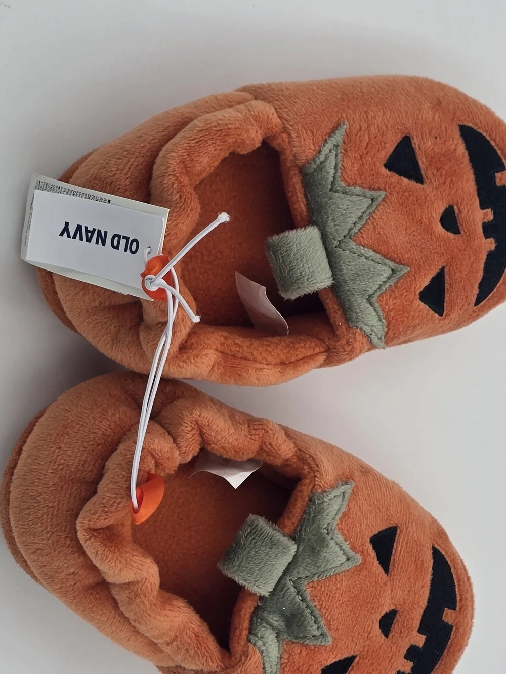 Old Navy Kids Pumpkin Plush Slippers - Orange with Green Stem